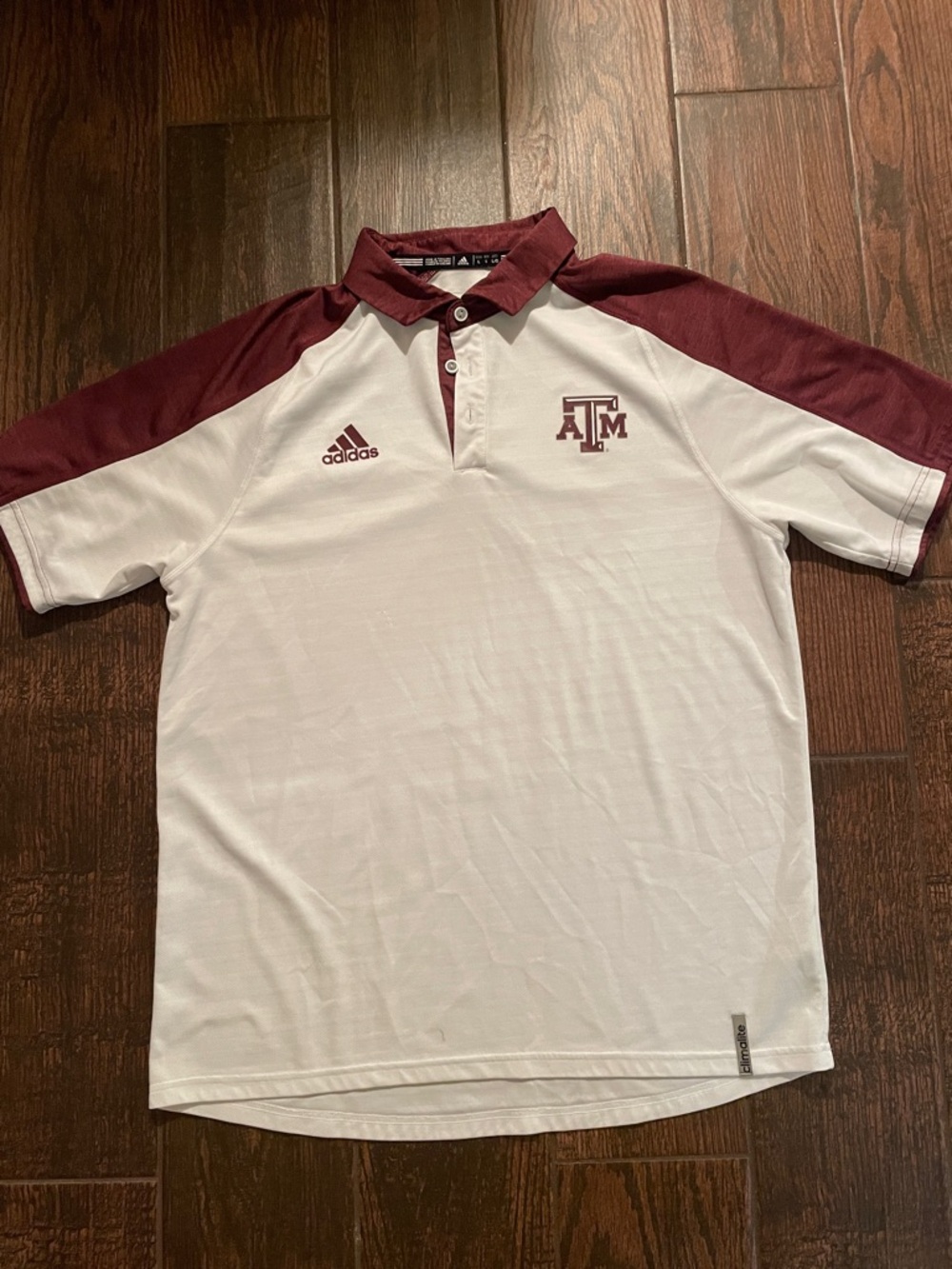 adidas White and Maroon Texas A&M Polo Shirt
